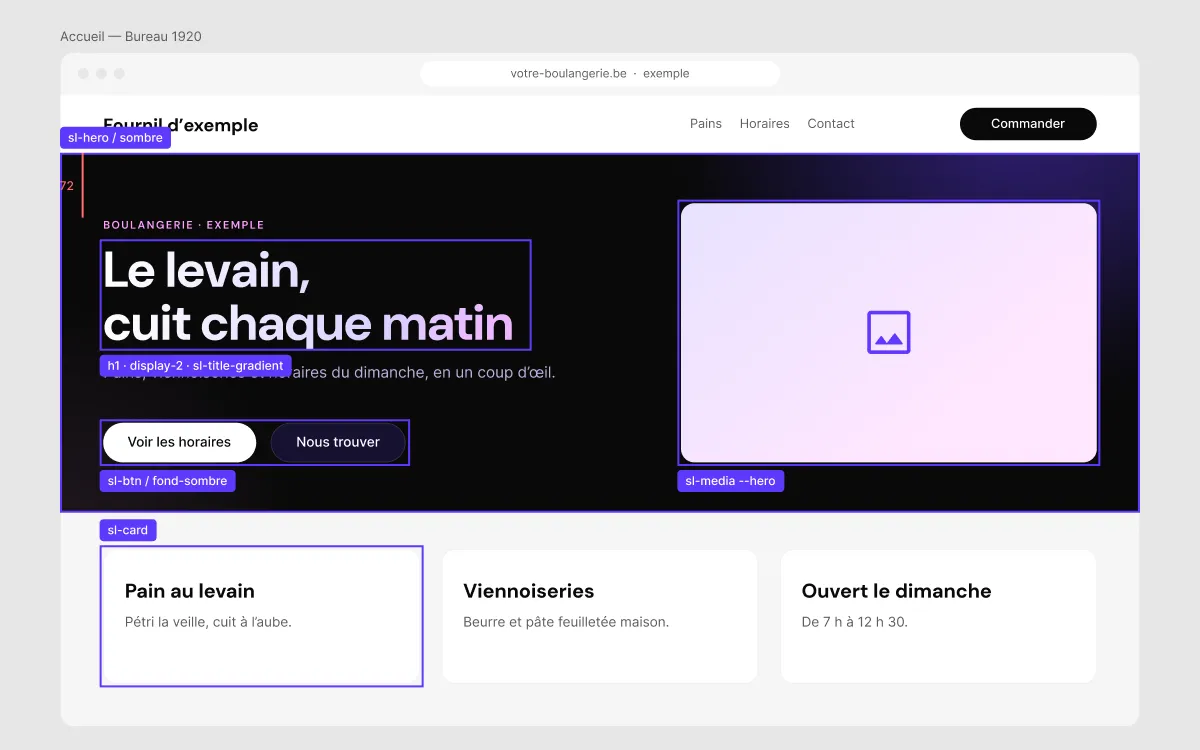 Maquette Figma d’une page d’accueil